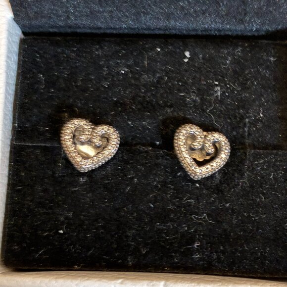 NWOT Pandora Open Heart Sterling Silver Stud Earrings - Picture 2 of 6